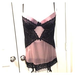 Purple and black lace sexy lingerie